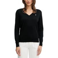 Polo Ralph Lauren FW25 V-Neck Logo Long Sleeve Knit Sweater Women sweater 211972105-004 XL black