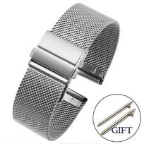 0.6 Mesh Milanese Stainless Steel Strap 18mm 20mm 22mm for DW 2.5mm Thickness Wire Strap Adjustable Length Watch Accessories 22mm sidabras