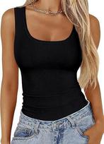 Sleeveless Slim-fit Vest Women's Square Neck Ribbed Spice Girl Navel Versatile Top T-Shirt Short S juoda