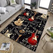 Rokenčiantių gitarų muzikinės natos kilimas muzikos entuziastams | Šauni miegamojo puošmena | Muzikos instrumentų zonos kilimai Neslystantis kilimas 40cm x 60cm gray