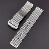 Tinklinė Milano stiliaus laikrodžio apyrankė Omega Seamaster 007 Metalinė Nerūdijančio Plieno su Sulankstomu Užsegimu 20mm 22mm Greito Atleidimo Laikrodžio Dirželis 20mm&no logo sidabras