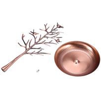 Metalinis auskarų stovas Karolių organizatorius Papuošalų laikiklis Ornamentų vitrina Medžio stovas (Bronza) beige
