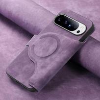 For Google Pixel 10 Pro 6 7 8 9 Pro XL 6A 7A 8A 9A Magsafe Case 2 in 1 Detachable Magnetic Card Holder Wallet Flip Leather Cover For Pixel 8 violetinė