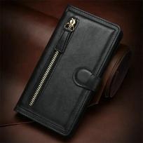 For iPhone 17 16 15 14 13 12 11 Pro Max Luxury Case Zipper Card Wallet Etui iPhone 16e 15 Plus 13 Mini 12 Xs Xr 6 7 8 SE Fundas iPhone 6 juoda