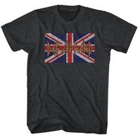 Def Leppard Logo British Flag Union Jack Men T Shirt Rock Band Merch M brown