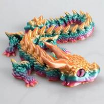 3D Printed Flexi Dragon Magic Movable Toy Horned Dragon Simulated Eye Stall Small Toy Chinese Dragon Ornament Joint Dragon Gift (as the picture,22cm)
