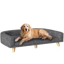 Šuns Sofa Didelė Paaukštinta Šuns Lova Plaunama Pagalvėlė Medinis Rėmas Poliesterio Audinys 98 x 67 x 25 cm Tamsiai Pilka 98 x 67 x 25 cm