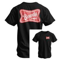 Retro Distorted Red Tag Rowdy Text Back Print Tshirt Unisex Western Cowboy Loose Oversized Short Sleeve Streetwear Tees Unisex M black