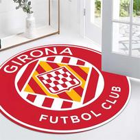 Girona Futbol Club Crest Red Yellow Round Area Rug Spanish Football Circular Floor Mat Sports Fan Gaming Chair Bedroom Home Decor Carpet 60x60cm( 15x23in ) gray