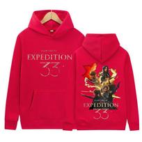 Clair Obscur Expédition 33 Print Hoody Unisex Fashion High Quality Fleece Pullover Sweatshirt Retro Oversized Long Sleeve Hoodie S red
