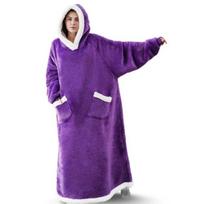Very Long Wearable Blanket Hoodie - Oversized Warm Sweater for Leisure 120CM blue
