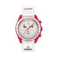 Swatch x Omega Bioceramic Moon Mission To Mars Vyriški laikrodžiai Balti SO33R100 Red white