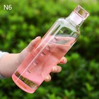 500/650 ml didelės talpos stiklinis butelis su laiko žymeklio dangteliu vandens gėrimams black