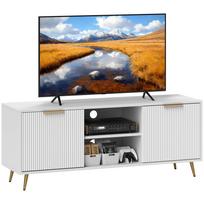 TV spintelė su 2 atviromis lentynomis ir 2 durelėmis Televizoriaus spintelė 55 colių televizoriui 120x35x48 cm Balta 120 x 35 x 48 cm