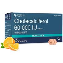 Karbamidas Forte Vitaminas D3 60000 TV | Vitaminas D3 Maisto Papildai Moterims & Vyrams - Cholekalciferolio Tabletės | Vitaminas D Tabletės Kaulams & Imuniteto Sveikatai