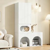 Cat Litter Box Cabinet, Pet Storage Cabinet, for 2 Cat Litter Boxes, with Scratching Post and Resting Area, White, 140 x 45 x 195 cm 140 x 45 x 195 cm balta