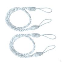 1 Pair Rope Curtain Tie-backs Holdbacks for Drapes - indoor and outdoor Curtains Hand Knitting Silver Grey white