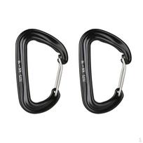 2 16KN Mini Aluminum Alloy Carabiner D- Key Chain Clip Hooks juoda