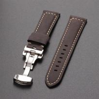 Genuine Calfskin Leather Watchband for Omega Business Watch Band for Seiko 22mm 20mm 26mm Butterfly Clasp Stitching Brown Strap 20mm pilka spalva