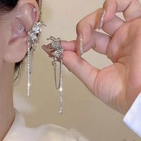 Elegant Tassel Ear Cuff: No-Piercing Fairy Elf Style Earrings for Women beige