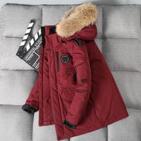 Men's Down Jackets Big Real Fur Collar Warm Parka Degrees Men Casual White Duck Down Coats Winter Snow Overcoat Thicken M raudona