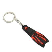 Silicone Steel Diving Fin Key Chain Surfing Sailing Diving Keyring  Diving Lovers raudona