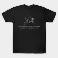 Asian Size Men Black Print T-shirt There Are No Bargains Here (Watership Down) No-Cut Print Cotton Tshirt M