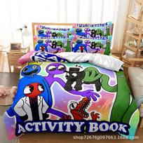 3D Luxurious Rainbow Friends Duvet Covers Kids Cartoon Bedding Set Quilt Cover Twin Full Bedroom Bed Decor for Teens Best Gifts 135x200cm blue