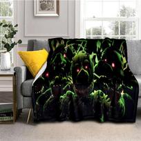 Horror Game F-FNAF Freddy Movie Flannel Blanket Soft Warm Throw Blanket for Bedroom Living Room Bed Travel Camping Picnic Gift 75x90cm gray