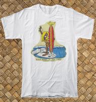 Retro Surf Shop T Shirt 100% Cotton Vtg Art Beach Bunny Sea Cross Burbank CA Unisex T-Shirt XL beige