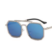Nauji Dvigubos Sijos Metaliniai Didelio Rėmo Poligoniniai Saulės Akiniai UV400 Apsauga Madingi Unisex Veidrodiniai Lęšiai Akiniai Gafas De Sol 1PC gray