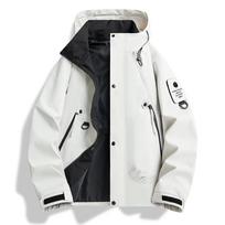 Men's Cross-Border American Style Outdoor Sports Windbreaker Jacket - Spring/Autumn, Casual, Three-Proof, Couple Style. S black