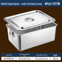 304 Stainless Steel Rectangular Food Storage Container 60x40x20cm gray