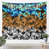 Miner Theme Games Tapestry,Pixel Pink Brown Wall Hanging Art Building Gamers Wall Blankets Block Patchwork Poster Tapestries for 70x100CM