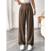 Women High Waist Wide Leg Suit Pants Office Commute Trousers S ruda