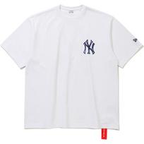 New Era New York Yankees Solid Color Minimalist Logo Round Neck Pullover Short Sleeve T-Shirt Unisex T-Shirts 15147542 M white