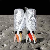 Vaikų astronautų kostiumas Blizgantis vaizdas Juostelės Raketos rekvizitas Mažoji raketa Horizontalus L-xl Rocket Horizontal blue