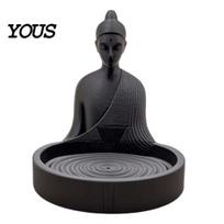 Desktop Incense Holder Meditation Buddha Stick Holder, 3D Printed Burner with Ripple Ash Catcher Tray Tray, Ornament for Yoga Room Home Office Stand juoda