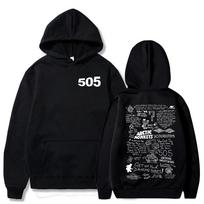 505 Arctic Monkey Music Merch Fan Gift Autumn and Winter Men's and Women's Hoodies Warm and Windproof Hoodies Street Wear S black