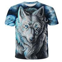 Summer 3D Cool Style Wolf Graphic T Shirts For Men  Fashion Casual Animal Pattern T-shirt Hip Hop Trending Print T-shirt Tops 4271 KTB S black