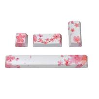 4 Keys Key Caps OEM Enter Space Keycaps PBT Dye Subbed Cherry Blossom Keycap 1 white