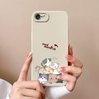 For iPhone 7 8 Plus iPhoneSE Case Cute Cat Phone Cover For iPhone SE iPhone7 7+ iPhone8 8+ Soft Liquid Silicone Anti Drop Shell iPhone 7 beige