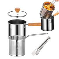 Deep Fryer Pot 304 Stainless Steel Fry Pot with Basket and Lid Food Grade Deep Fryer Multifunctional Deep Frying Pot United States gray