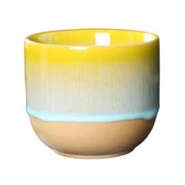 Rankų darbo keraminis puodelis be rankenėlės karštiems ir šaltiems gėrimams 150 ml Rustic Stoneware Kavos arbatos puodelis Lengvai valomas Unikali dovana arbatos ir kavos mėgėjams geltona