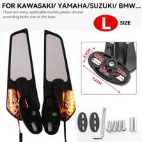 For Kawasaki Ninja 250 300 400 650 H2 H4 Modified Motorcycle Mirrors Adjustable Rotating Rearview Wind Swivel Wing Side Mirror gray