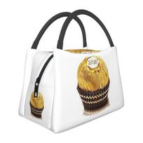 Ferrero Rocher Insulated Lunch Bag for School Picnic Storage Food Boxes Portable Container Cooler Thermal Lunch Box Tote One Size white