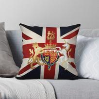 Union Jack With Windsor Insignia Square Pillowcase Polyester Linen Velvet Creative Throw Pillow Case Sofa Seater Cushion Cover 30X30CM brown