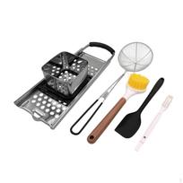5 Pieces Gnocchi Maker Set Stainless Steel Pasta Making Kit Easy to Use Board with for Home gray