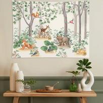 Miško Gyvūnų Vaikų Gobelenas Sienos Kabinamas Laukinių Rustic Lokys Lapė Elnias Vaikų Animacinių Filmų Gobelenai Namų Dekoras Miegamojo Svetainės 100X70CM white