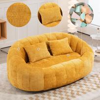 Bean Bag Sofa Lazy Sofa Durable Comfort Lounger High Back Chair for Adults and Children, Indoor & Outdoor, Soft Lounge Chair (Yellow Chenille) 145 x 95 x 63 cm geltona